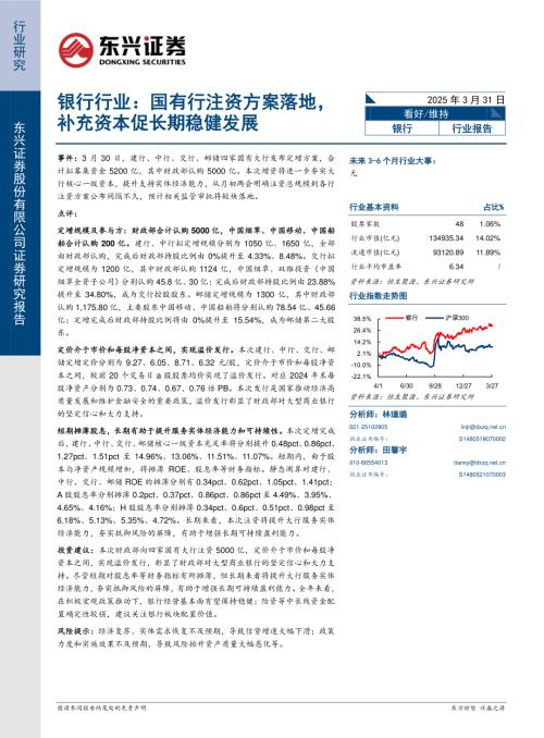 【东兴证券】银行行业：国有行注资方案落地，补充资本促长期稳健发展-250331（4页）.pdf