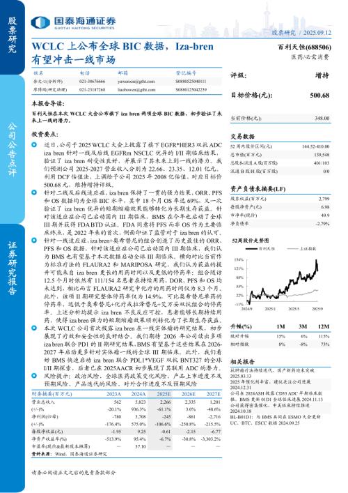 百利天恒（688506）-A股公司研究报告：WCLC上公布全球BIC数据Iza~bren有望冲击一线市场-250912（17页）.pdf