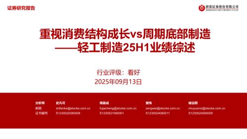 轻工制造25H1业绩综述：重视消费结构成长vs周期底部制造-250913（42页）.pdf