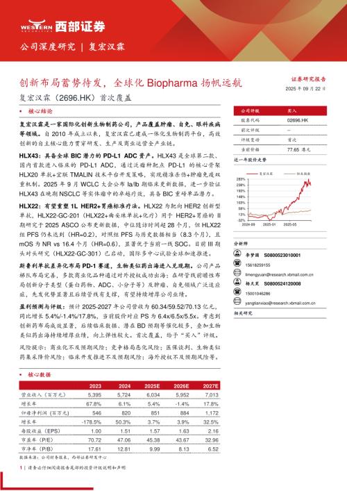 复宏汉霖（2696.HK）-港股公司首次覆盖：创新布局蓄势待发全球化Biopharma扬帆远航-250922（45页）.pdf
