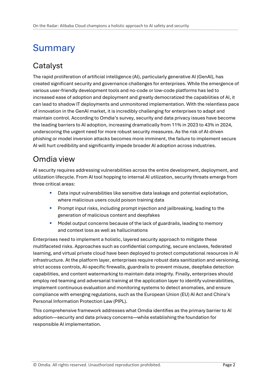 Omdia&阿里云：2025 AI安全报告：引领构建全新AI安全范式（英文版）（15页）.pdf_第2页