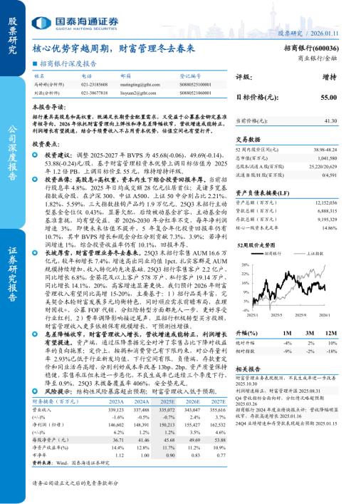 招商银行（600036）-A股公司深度报告：核心优势穿越周期财富管理冬去春来-260111（24页）.pdf