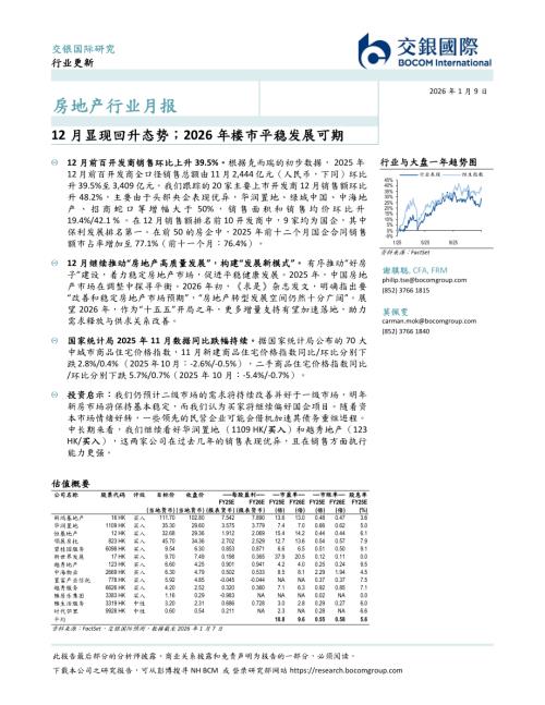 【交银国际证券】房地产行业月报：12月显现回升态势；2026年楼市平稳发展可期-260109（15页）.pdf