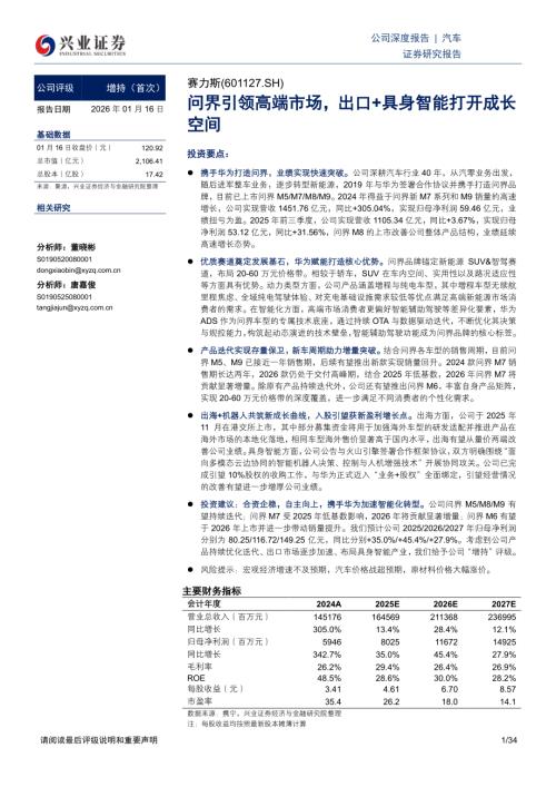 赛力斯(601127)-A股公司研究报告：问界引领高端市场出口+具身智能打开成长空间-260116（34页）.pdf