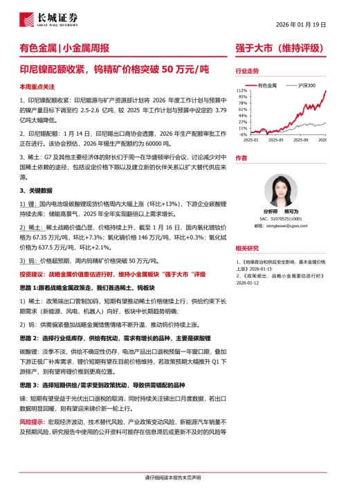 小金属行业周报：印尼镍配额收紧钨精矿价格突破50万元_吨-260119（20页）.pdf