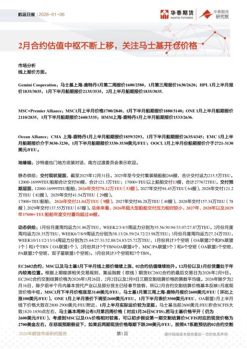 【华泰期货】航运日报：2月合约估值中枢不断上移，关注马士基开仓价格-260106（14页）.pdf