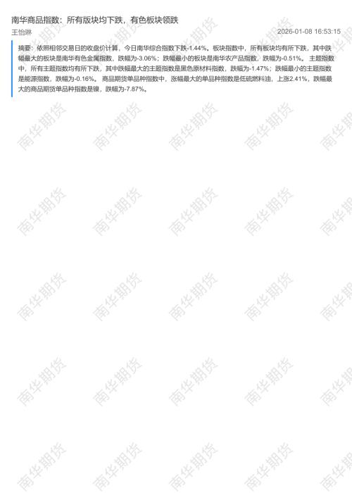 【南华期货】南华商品指数：所有板块均下跌，有色板块领跌-260108（2页）.pdf