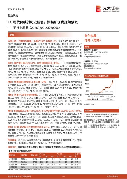 铜行业周报：TC现货价续创历史新低铜精矿现货延续紧张-260208（18页）.pdf