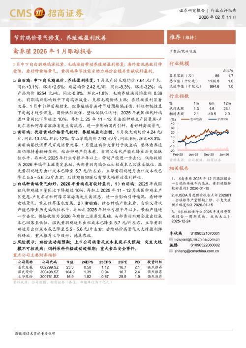 农林牧渔行业禽养殖2026年1月跟踪报告：节前鸡价景气修复养殖端盈利改善-260211（7页）.pdf
