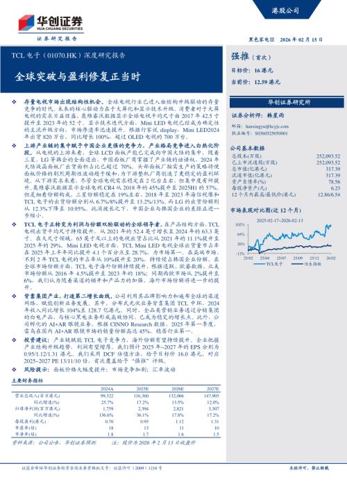 TCL电子（1070.HK）-港股公司深度研究报告：全球突破与盈利修复正当时-260215（81页）.pdf