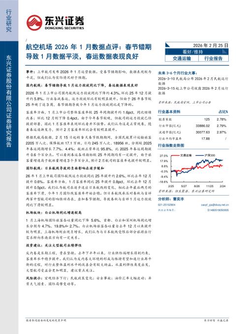 【东兴证券】航空机场2026年1月数据点评：春节错期导致1月数据平淡，春运数据表现良好-260225（12页）.pdf