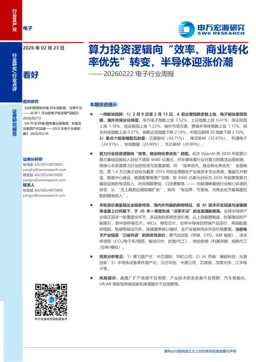 电子行业周报：算力投资逻辑向“效率、商业转化率优先”转变半导体迎涨价潮-260223（6页）.pdf