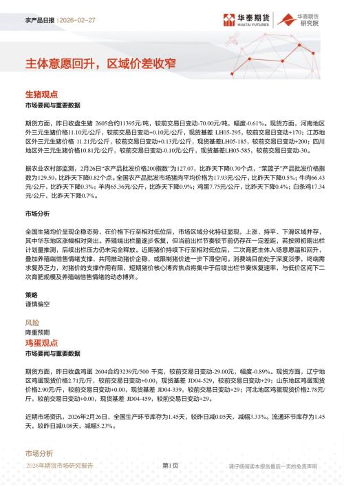 【华泰期货】农产品日报：主体意愿回升，区域价差收窄-260227（10页）.pdf
