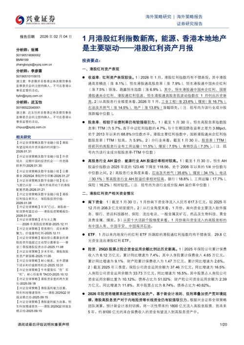 宏观策略-港股红利资产月报：1月港股红利指数新高能源、香港本地地产是主要驱动-260204（20页）.pdf