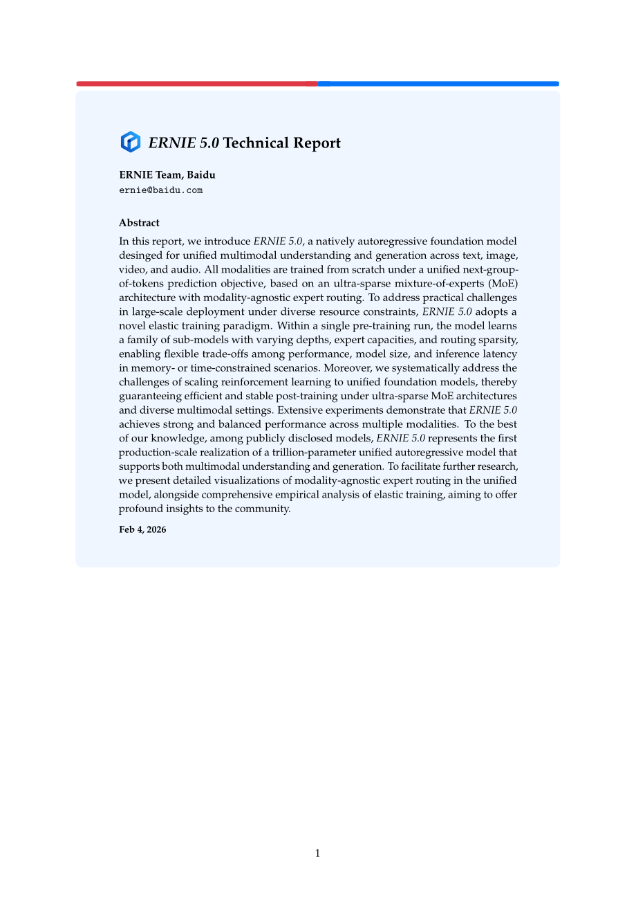 百度：2026文心5.0技术报告（英文版）（36页）.pdf_第1页