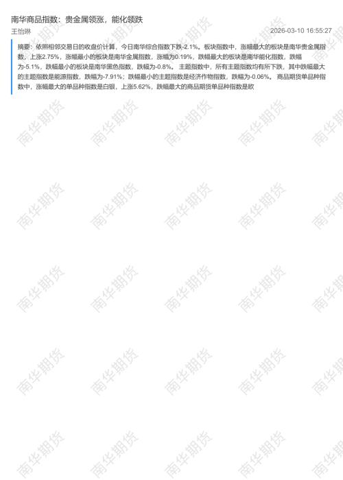 【南华期货】南华商品指数：贵金属领涨，能化领跌-260310（2页）.pdf