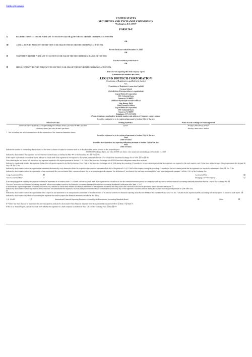 传奇生物Legend Biotech（LEGN）2025年20-F年度报告「NASDAQ」（英文版）（720页）.pdf