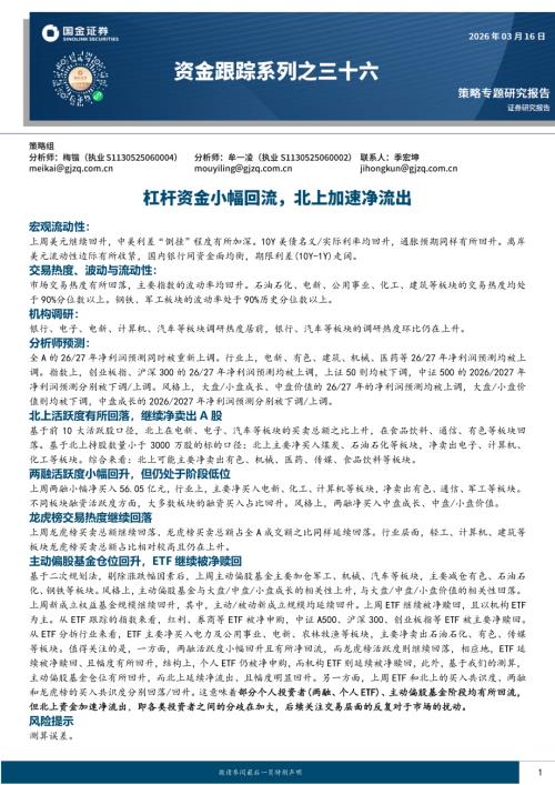 【国金证券】资金跟踪系列之三十六：杠杆资金小幅回流，北上加速净流出-260316（32页）.pdf