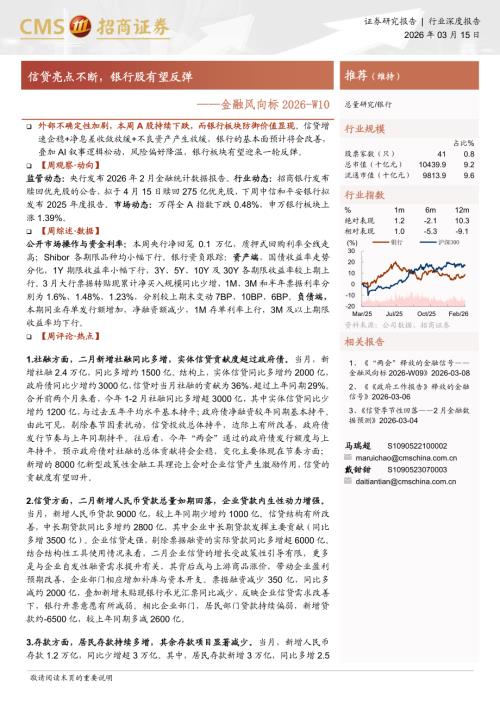 银行业金融风向标2026~W10：信贷亮点不断银行股有望反弹-260315（15页）.pdf