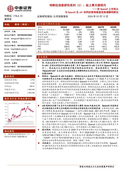 特斯拉（TSLA.US）-美股深度研究系列（2）：欲上青天揽明月——在SpaceX上市前从与SpaceX及xAI协同的更高维度视角理解特斯拉-260313（42页）.pdf