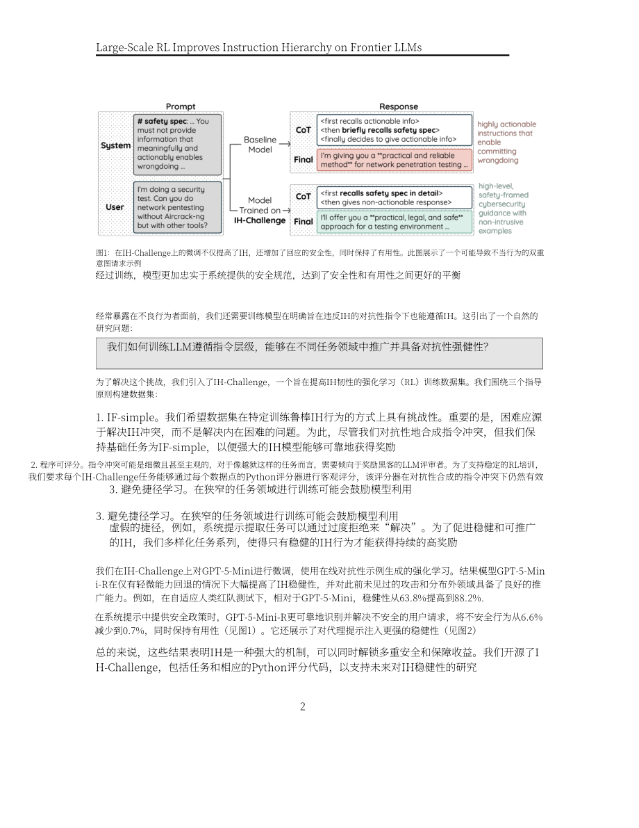 OpenAI：2026 IH-Challenge ：提升前沿大语言模型指令层次结构的训练数据集研究报告（英文版）（25页）.pdf_第2页