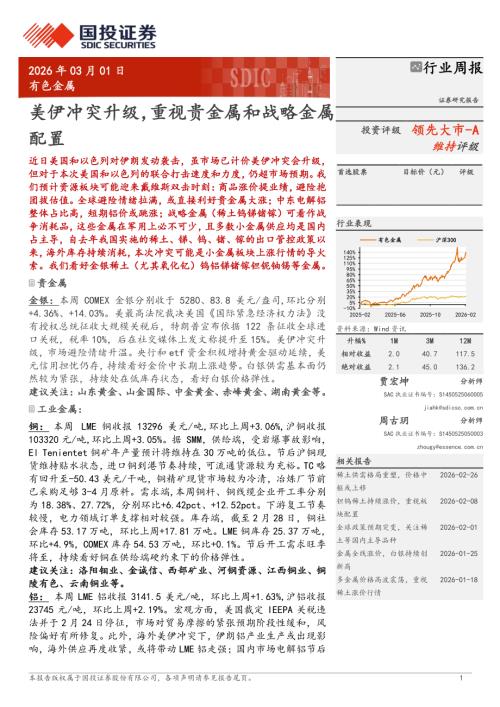 有色金属行业周报：美伊冲突升级重视贵金属和战略金属配置-260301（14页）.pdf