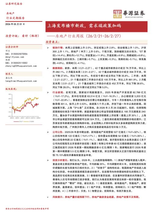 【华源证券】房地产行业周报：上海发布楼市新政，需求端政策加码-260301（15页）.pdf