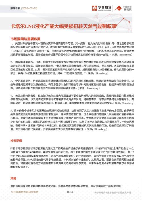 【华泰期货】原油日报：卡塔尔LNG液化产能大幅受损扭转天然气过剩叙事-260320（6页）.pdf
