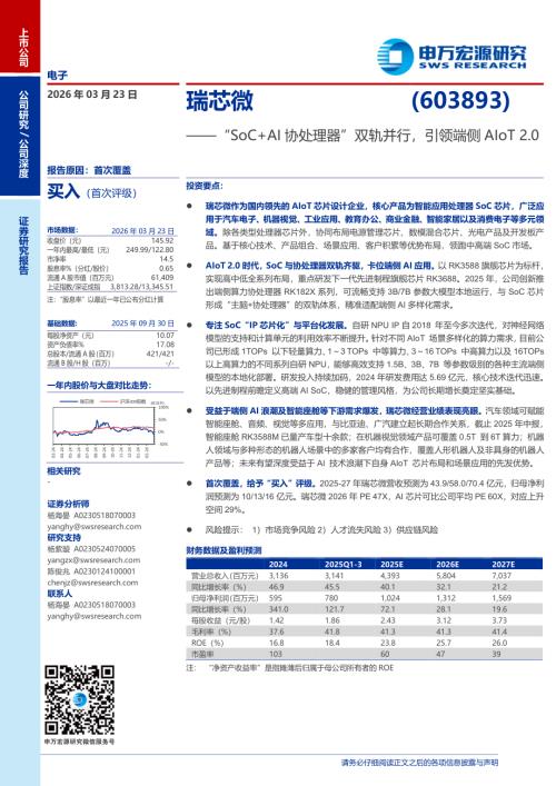瑞芯微（603893）-A股公司研究报告：“SoC+AI协处理器”双轨并行引领端侧AIoT 2.0-260323（31页）.pdf