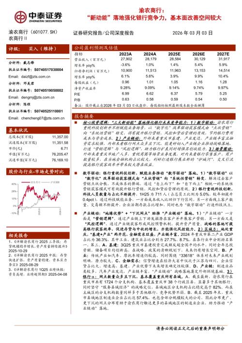 渝农商行（601077）-A股公司深度报告：“新动能”落地强化银行竞争力基本面改善空间较大-260303（30页）.pdf
