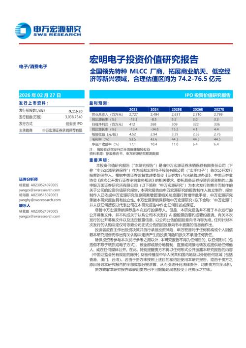 宏明电子（301682）-A股公司投资价值研究报告：全国领先特种MLCC厂商拓展商业航天、低空经济等新兴领域合理估值区间为74.2~76.5亿元-260227（54页）.pdf
