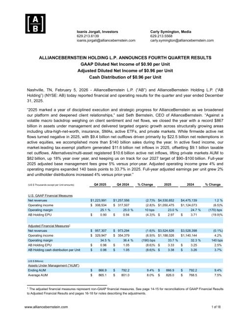 联博AllianceBernstein L.P. (AB) 2025年第四季度及全年业绩报告「NYSE」（英文版）（18页）.pdf