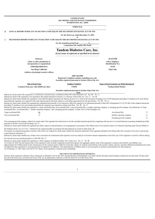 Tandem Diabetes Care (TNDM) 2024年年度报告「NASDAQ」.pdf
