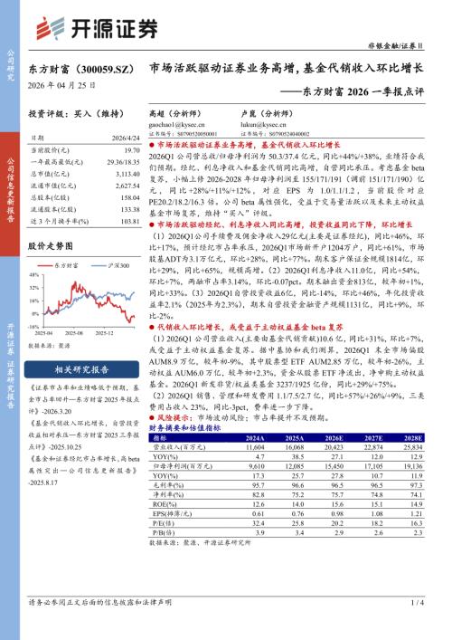 【开源证券】东方财富（300059）-东方财富2026一季报点评：市场活跃驱动证券业务高增，基金代销收入环比增长-260425（4页）.pdf