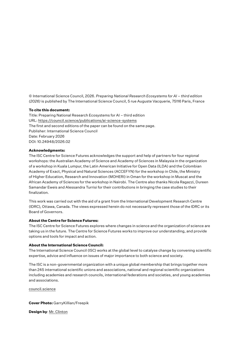 国际科学理事会（ISC）：为人工智能做好国家研究生态系统准备：战略与进展（第三版）（2026）（英文版）（168页）.pdf_第2页