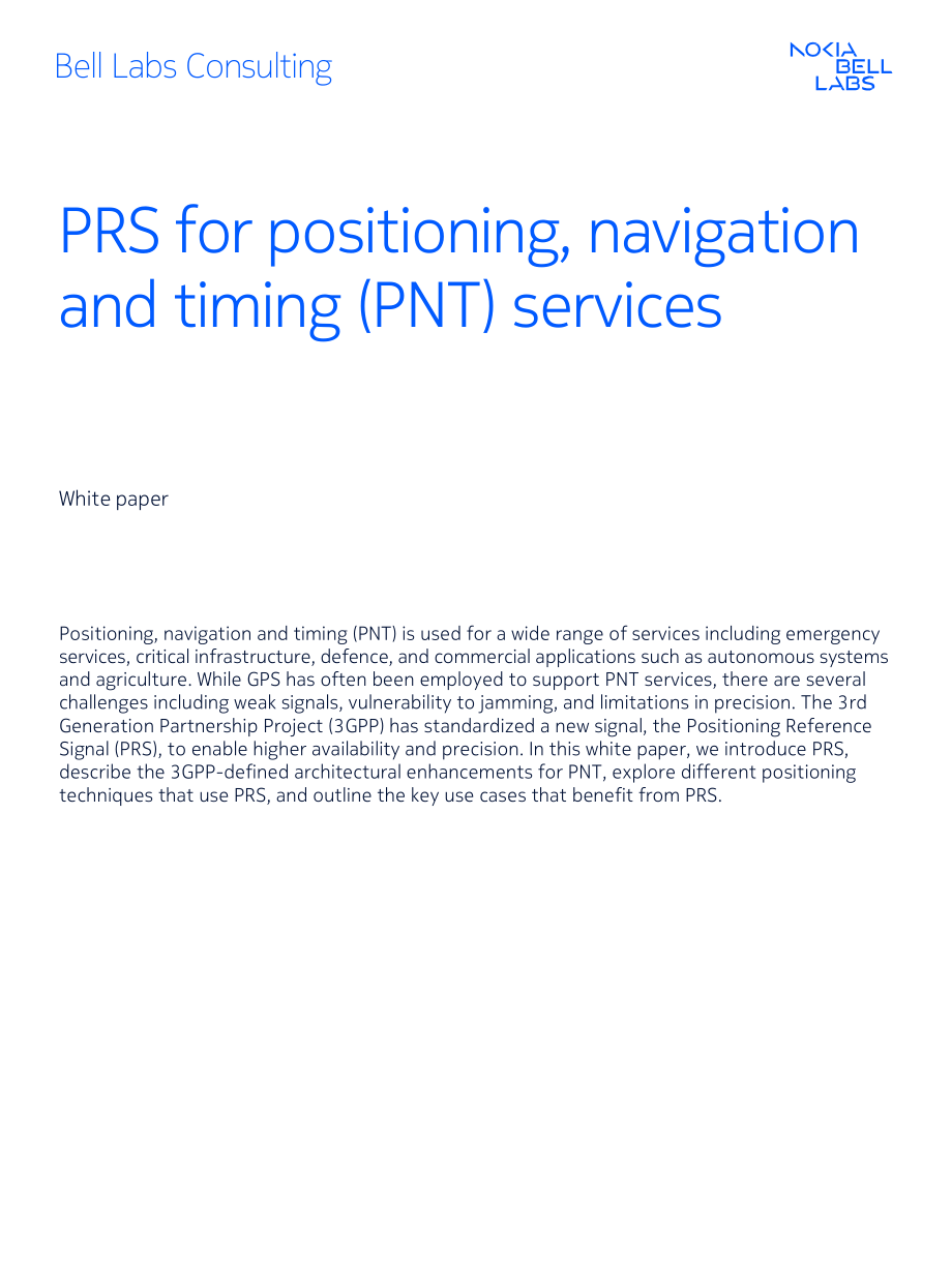 诺基亚贝尔：PRS（定位参考信号）：面向PNT（定位、导航与授时）服务的新一代定位技术白皮书（2025）（英文版）（24页）.pdf_第1页