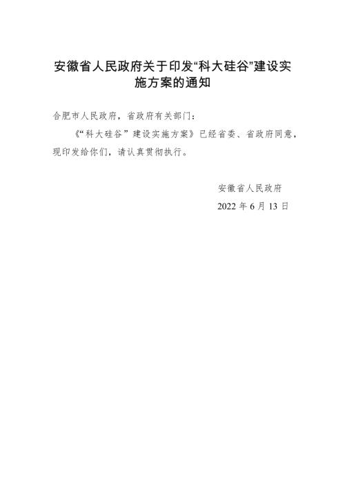 安徽省政府：2022年“科大硅谷”建设实施方案（14页）.docx