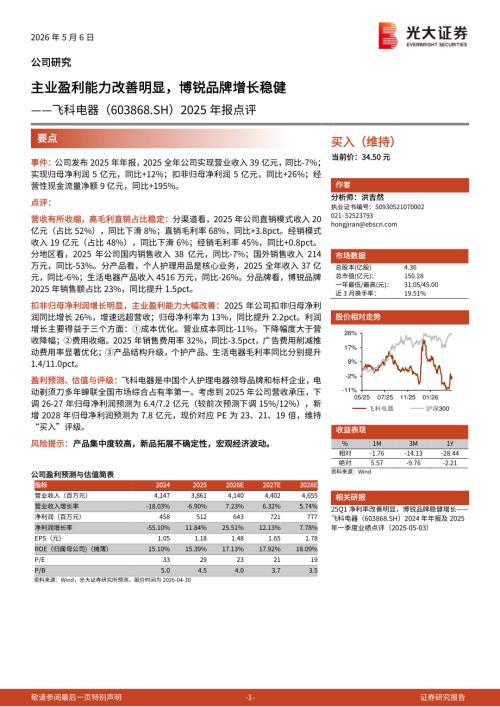 飞科电器-603868-A股公司2025年报点评：主业盈利能力改善明显博锐品牌增长稳健-260506（3页）.pdf