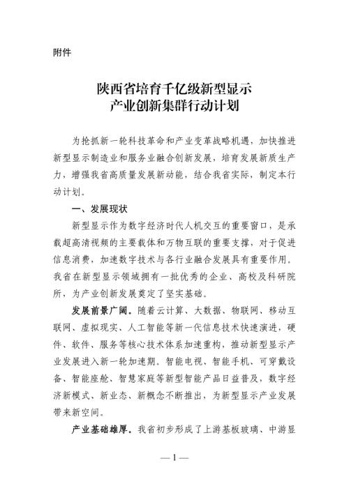 陕西省发改委：2024年陕西省培育千亿级新型显示产业创新集群行动计划（11页）.pdf