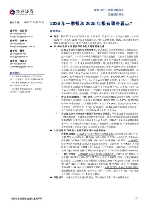 宏观策略-2026年一季报和2025年报有哪些看点？-260430（21页）.pdf