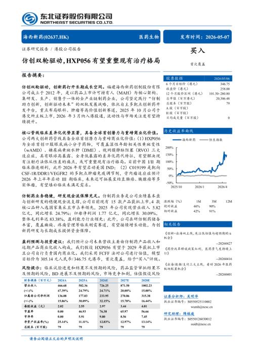 海西新药-2637.HK-港股公司研究报告：仿创双轮驱动HXP056有望重塑现有治疗格局-260507（34页）.pdf