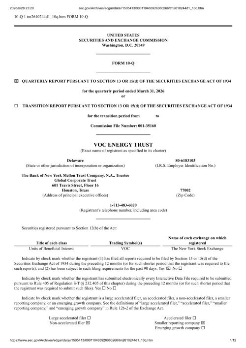 VOC Energy Trust（VOC）：截至2026年03月31日止三个月的季度财报（10-Q）（英文版）（12页）.pdf