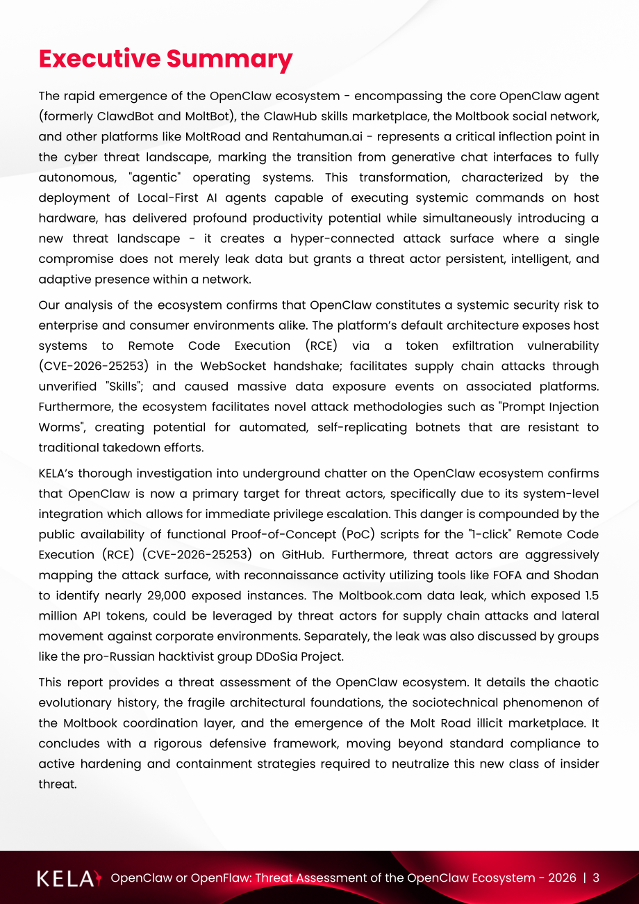 KELA：2026 OpenClaw or OpenFlaw：OpenClaw 生态威胁评估报告（英文版）（29页）.pdf_第3页