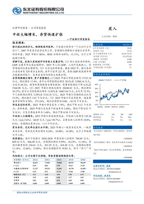 宁波银行-002142-A股公司深度报告：中收大幅增长存贷快速扩张-260615（39页）.pdf