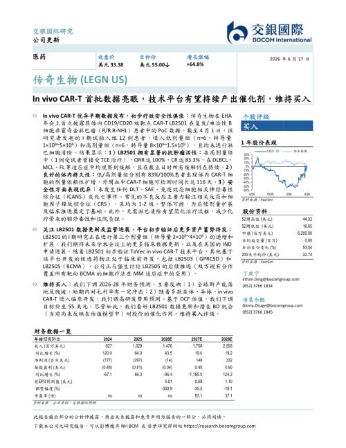 【交银国际证券】In vivo CAR-T首批数据亮眼，技术平台有望持续产出催化剂，维持买入-260617（7页）.pdf
