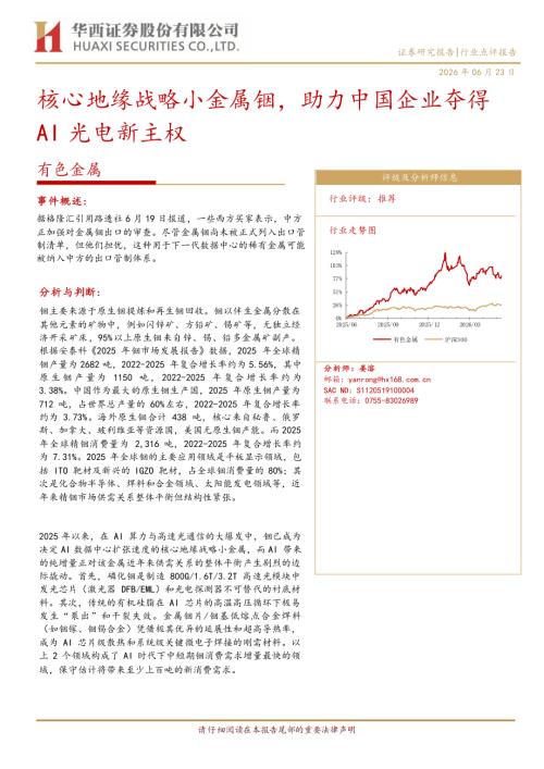 有色金属：核心地缘战略小金属铟助力中国企业夺得AI光电新主权-260623（6页）