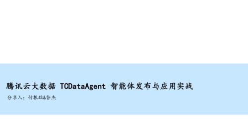 2【Datafun】腾讯云大数据 TCDataAgent 智能体发布与应用实战-付振雄&昝杰.pdf