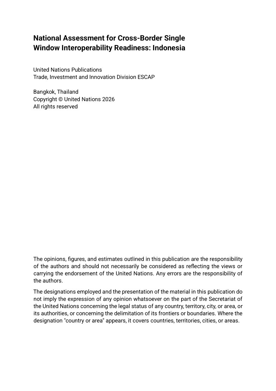 ESCAP & LNSW：2026印尼跨境单一窗口互联互通就绪度评估报告（英文版）（44页）.pdf_第2页