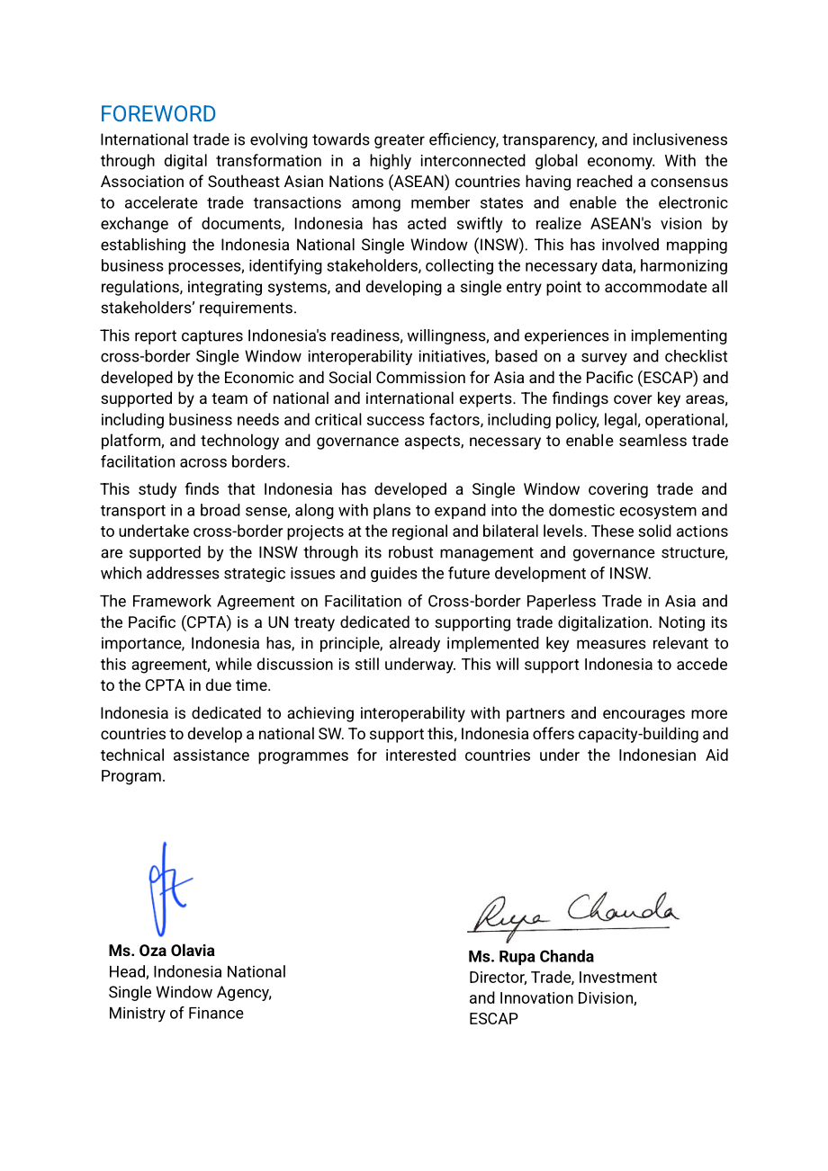 ESCAP & LNSW：2026印尼跨境单一窗口互联互通就绪度评估报告（英文版）（44页）.pdf_第3页