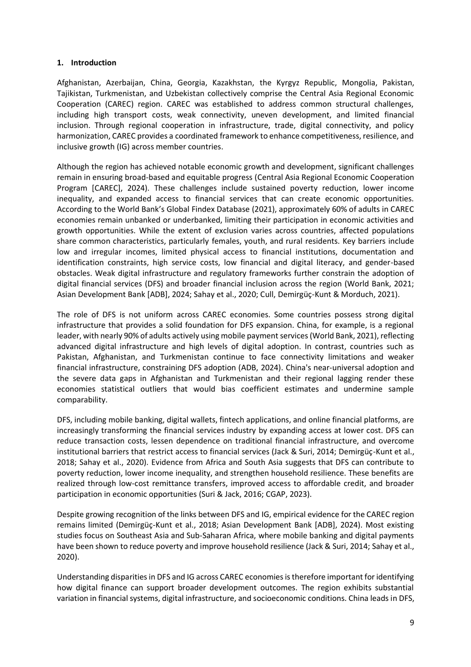 中亚学院：2026数字金融服务与包容性增长研究报告：基于 CAREC 地区的实证研究（英文版）（50页）.pdf_第10页